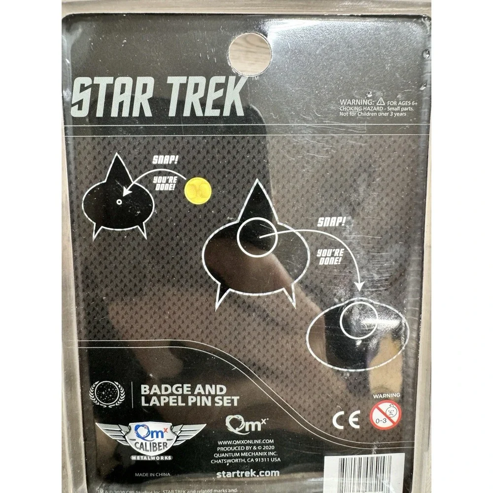 QMX Star Trek:Next Generation Costume Magnetic Communicator Badge & Pin Set NEW